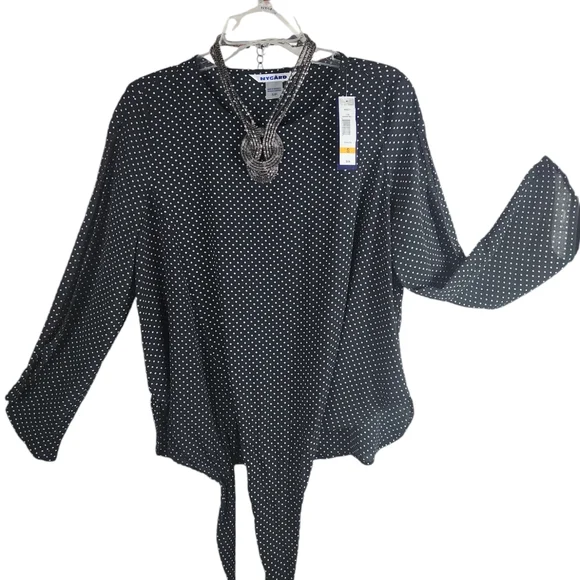 NWT, Nygard, Women's black top with white polka dots. Sz S/P - Picture 9 of 10